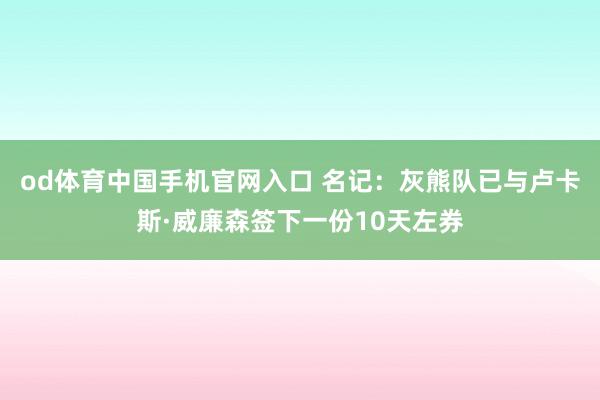 od体育中国手机官网入口 名记：灰熊队已与卢卡斯·威廉森签下一份10天左券