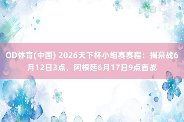 OD体育(中国) 2026天下杯小组赛赛程：揭幕战6月12日3点，阿根廷6月17日9点首战