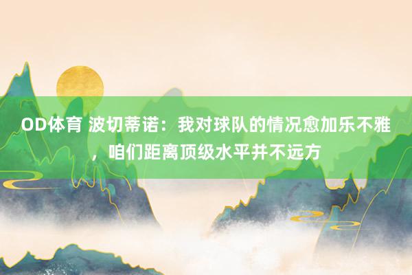 OD体育 波切蒂诺：我对球队的情况愈加乐不雅，咱们距离顶级水平并不远方