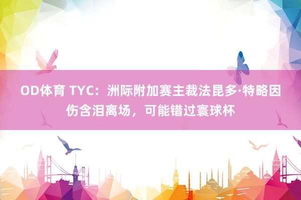 OD体育 TYC：洲际附加赛主裁法昆多·特略因伤含泪离场，可能错过寰球杯