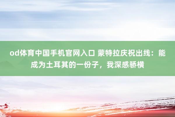 od体育中国手机官网入口 蒙特拉庆祝出线：能成为土耳其的一份子，我深感骄横