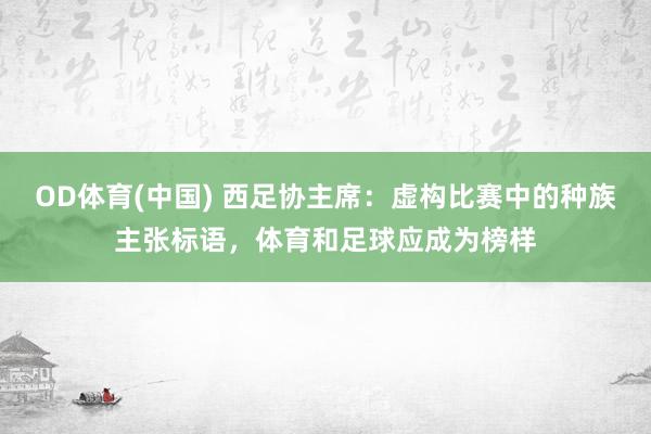 OD体育(中国) 西足协主席：虚构比赛中的种族主张标语，体育和足球应成为榜样
