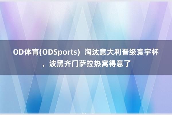 OD体育(ODSports)  淘汰意大利晋级寰宇杯，波黑齐门萨拉热窝得意了