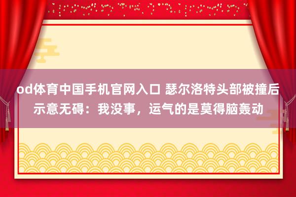 od体育中国手机官网入口 瑟尔洛特头部被撞后示意无碍：我没事，运气的是莫得脑轰动