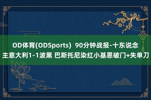 OD体育(ODSports)  90分钟战报-十东说念主意大利1-1波黑 巴斯托尼染红小基恩破门+失单刀