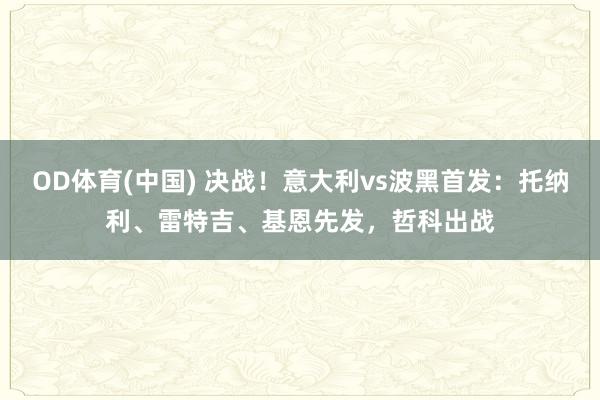 OD体育(中国) 决战！意大利vs波黑首发：托纳利、雷特吉、基恩先发，哲科出战