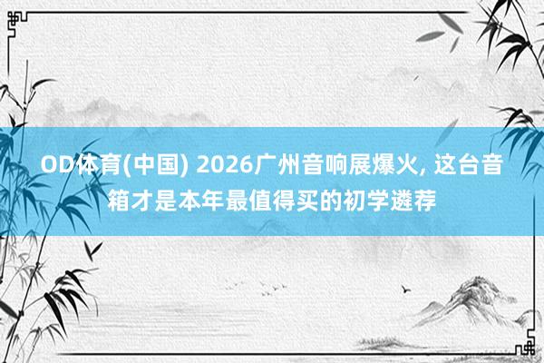 OD体育(中国) 2026广州音响展爆火， 这台音箱才是本年最值得买的初学遴荐
