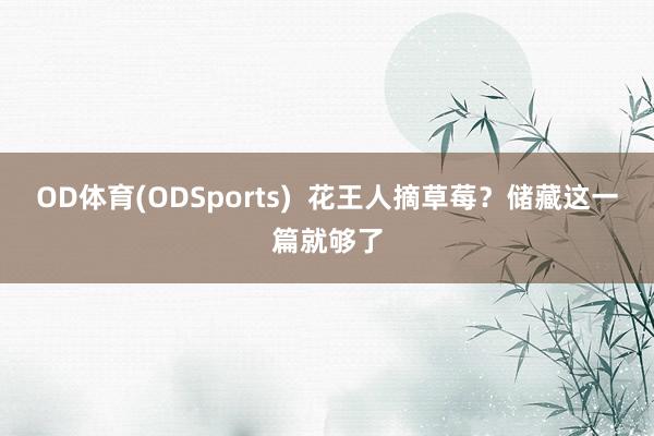 OD体育(ODSports)  花王人摘草莓？储藏这一篇就够了