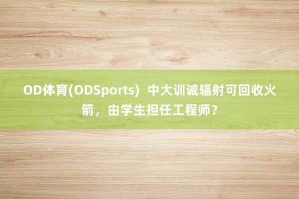 OD体育(ODSports)  中大训诫辐射可回收火箭，由学生担任工程师？