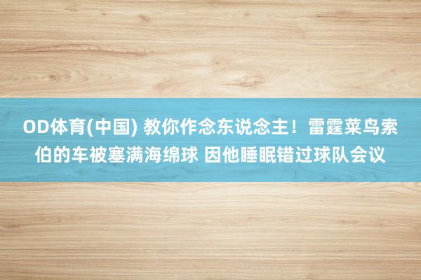OD体育(中国) 教你作念东说念主！雷霆菜鸟索伯的车被塞满海绵球 因他睡眠错过球队会议