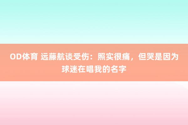 OD体育 远藤航谈受伤：照实很痛，但哭是因为球迷在唱我的名字