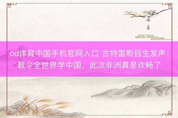 od体育中国手机官网入口 古特雷斯目生发声：敕令全世界学中国，此次非洲真是欢畅了