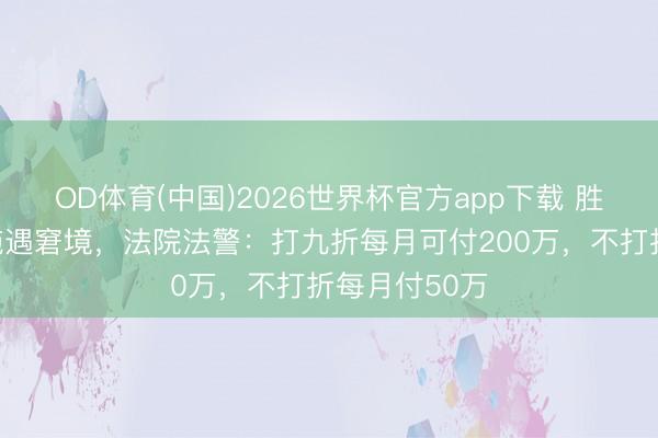 OD体育(中国)2026世界杯官方app下载 胜诉后强制实施遇窘境，法院法警：打九折每月可付200万，不打折每月付50万
