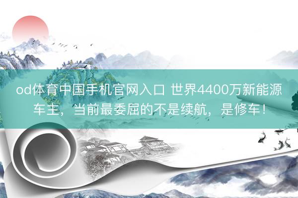 od体育中国手机官网入口 世界4400万新能源车主，当前最委屈的不是续航，是修车！
