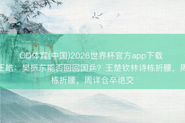 OD体育(中国)2026世界杯官方app下载 异邦记者问王皓：樊振东能否回回国乒？王楚钦林诗栋折腰，周详仓卒绝交