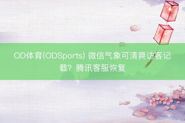 OD体育(ODSports) 微信气象可清爽访客记载？腾讯客服恢复