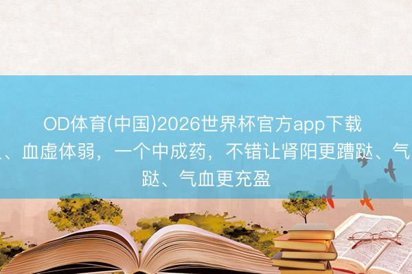 OD体育(中国)2026世界杯官方app下载 肾阳不及、血虚体弱，一个中成药，不错让肾阳更蹧跶、气血更充盈