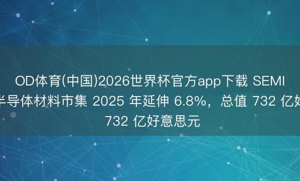 OD体育(中国)2026世界杯官方app下载 SEMI：公共半导体材料市集 2025 年延伸 6.8%，总值 732 亿好意思元