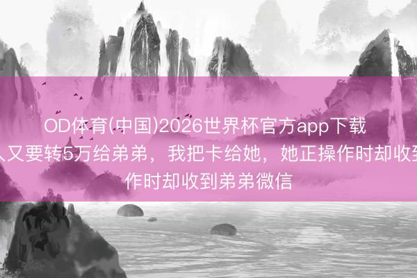 OD体育(中国)2026世界杯官方app下载 扶弟魔夫人又要转5万给弟弟，我把卡给她，她正操作时却收到弟弟微信