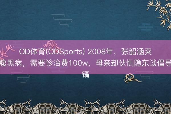 OD体育(ODSports) 2008年，张韶涵突发腹黑病，需要诊治费100w，母亲却伙恻隐东谈倡导镐