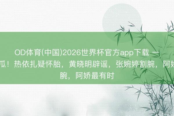 OD体育(中国)2026世界杯官方app下载 一天 4 个瓜！热依扎疑怀胎，黄晓明辟谣，张婉婷割腕，阿娇最有时