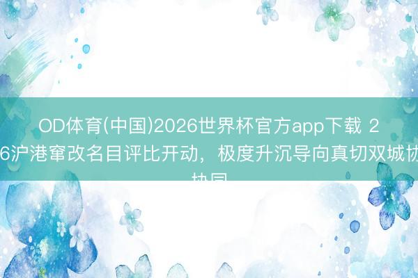 OD体育(中国)2026世界杯官方app下载 2026沪港窜改名目评比开动，极度升沉导向真切双城协同