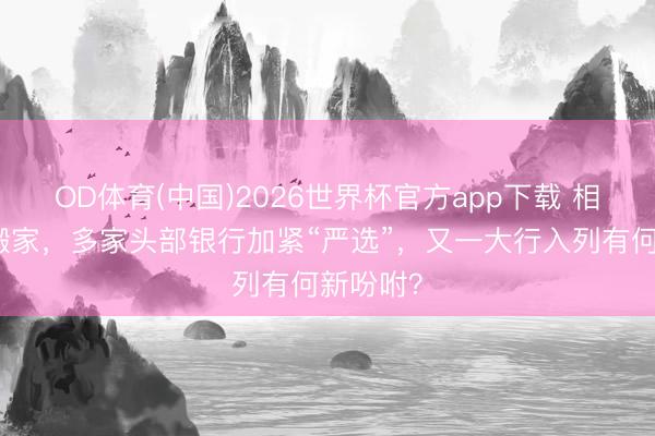OD体育(中国)2026世界杯官方app下载 相连入款搬家，多家头部银行加紧“严选”，又一大行入列有何新吩咐？