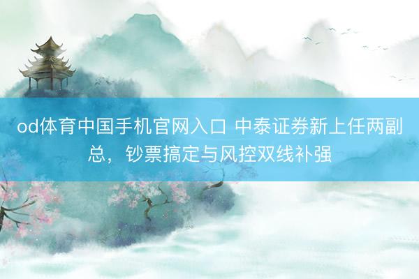 od体育中国手机官网入口 中泰证券新上任两副总，钞票搞定与风控双线补强