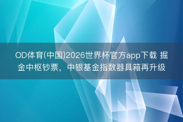 OD体育(中国)2026世界杯官方app下载 掘金中枢钞票，中银基金指数器具箱再升级