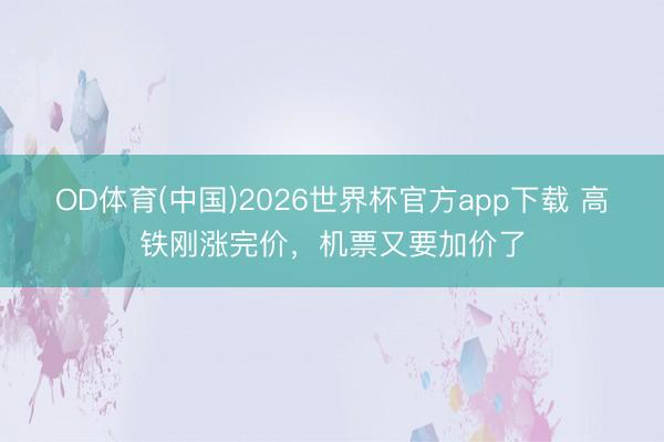 OD体育(中国)2026世界杯官方app下载 高铁刚涨完价，机票又要加价了