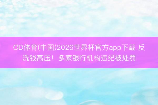 OD体育(中国)2026世界杯官方app下载 反洗钱高压！多家银行机构违纪被处罚