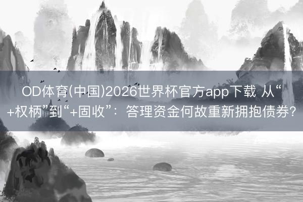 OD体育(中国)2026世界杯官方app下载 从“+权柄”到“+固收”：答理资金何故重新拥抱债券？
