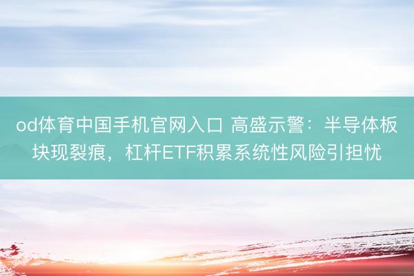 od体育中国手机官网入口 高盛示警：半导体板块现裂痕，杠杆ETF积累系统性风险引担忧
