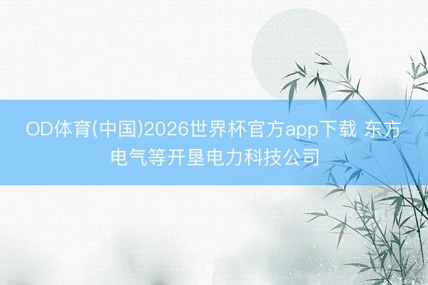 OD体育(中国)2026世界杯官方app下载 东方电气等开垦电力科技公司