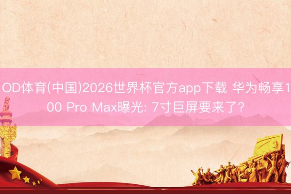 OD体育(中国)2026世界杯官方app下载 华为畅享100 Pro Max曝光: 7寸巨屏要来了?