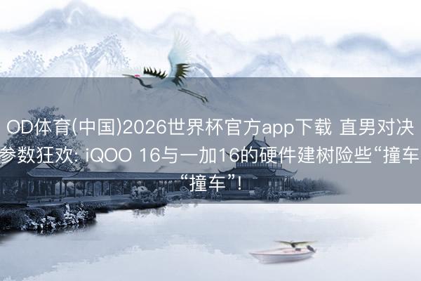OD体育(中国)2026世界杯官方app下载 直男对决， 参数狂欢: iQOO 16与一加16的硬件建树险些“撞车”!
