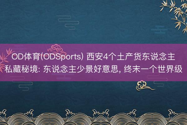 OD体育(ODSports) 西安4个土产货东说念主私藏秘境: 东说念主少景好意思， 终末一个世界级