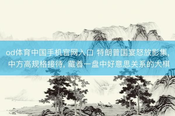 od体育中国手机官网入口 特朗普国宴怒放影集， 中方高规格接待， 藏着一盘中好意思关系的大棋