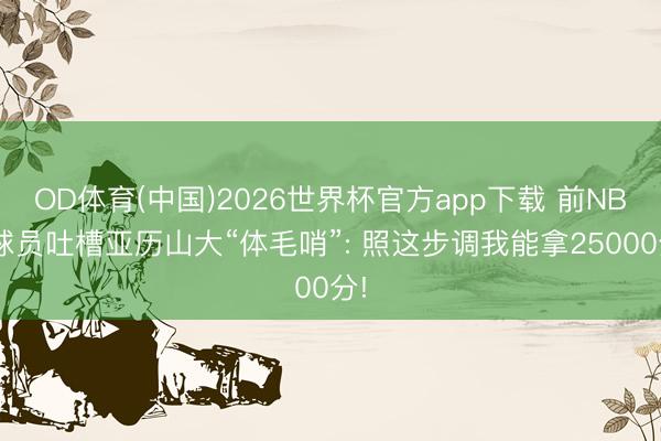 OD体育(中国)2026世界杯官方app下载 前NBA球员吐槽亚历山大“体毛哨”: 照这步调我能拿25000分!