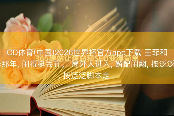 OD体育(中国)2026世界杯官方app下载 王菲和窦唯离异那年， 闹得挺丢丑。 局外人进入， 婚配闹翻， 按泛泛脚本走...