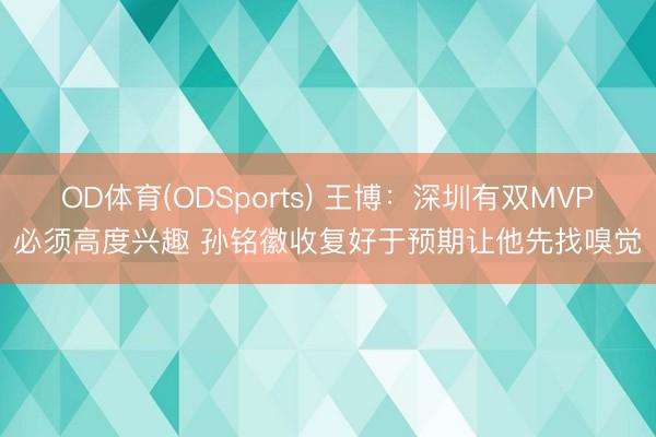 OD体育(ODSports) 王博：深圳有双MVP必须高度兴趣 孙铭徽收复好于预期让他先找嗅觉