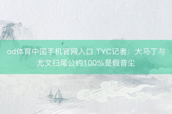 od体育中国手机官网入口 TYC记者：大马丁与尤文扫尾公约100%是假音尘