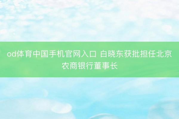 od体育中国手机官网入口 白晓东获批担任北京农商银行董事长